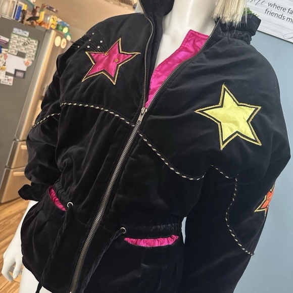 Late 80s/early 90s Bomber Jacket-Giacca glam design - Picture 3 of 11